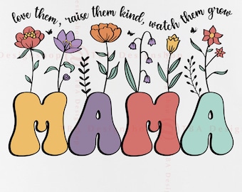 Retro Mama Floral PNG, Mothers Day Gift (Digital Download)