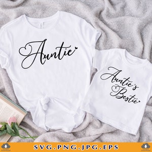 Tante SVG, tante's Bestie Svg, tantes Bestie bijpassende shirts, tante en nichtje shirt SVG, tante cadeau SVG, nieuwe baby, bestanden voor Cricut, Svg, Png
