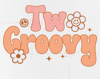 Two Groovy 2nd Birthday SVG, Retro Girl Design (Digital Download)