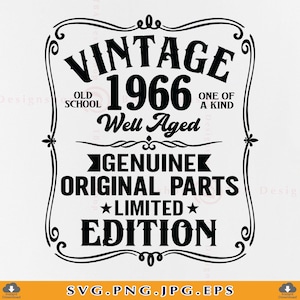 60th Birthday 1966 Vintage SVG, Well Aged Design (Digital Download)