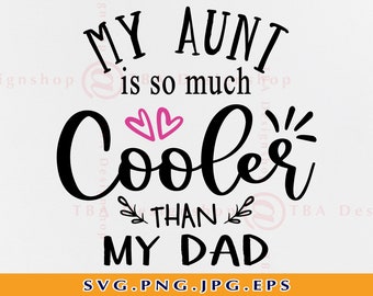 My Aunt is Cooler Svg, Auntie Baby Onesie Design (Digital Files)