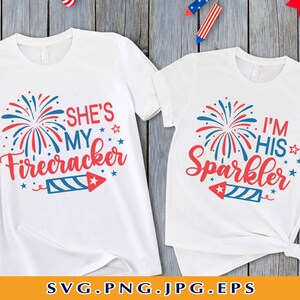 4th of july Couples SVG, I&#39;m His Sparker, 4th Of July Funny Couples Shirt SVG, Patriotic Couple Gifts, American, Cut Files Cricut, Svg, PNG