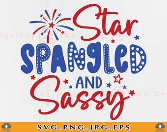 Arquivo SVG "Star Spangled Sassy 4th of July", Design Patriótico para Camiseta Infantil (Arquivo Digital)