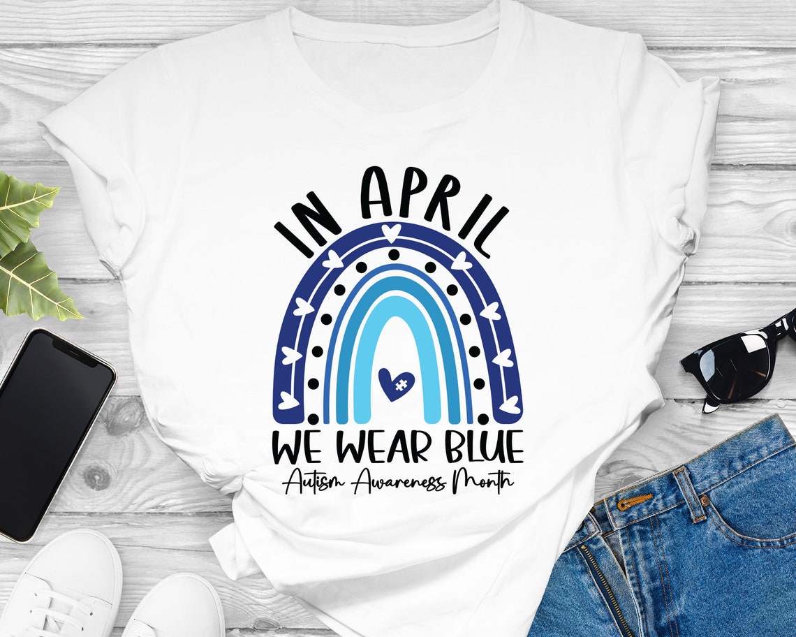 In April We Wear Blue Autism Awareness Month SVG Autism - Etsy