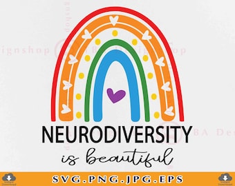 Rainbow Neurodiversity SVG, Autism Acceptance, ADHD Design (Digital Nedladdning)