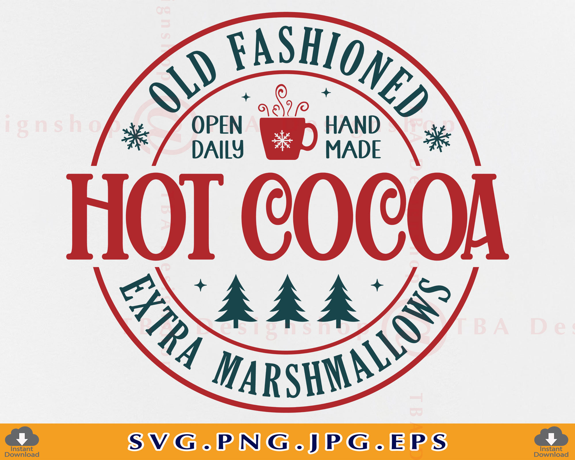 Hot Cocoa Christmas Farmhouse Sign SVG, PNG, EPS (digital Download) - Etsy  Israel, image size:2000x1600