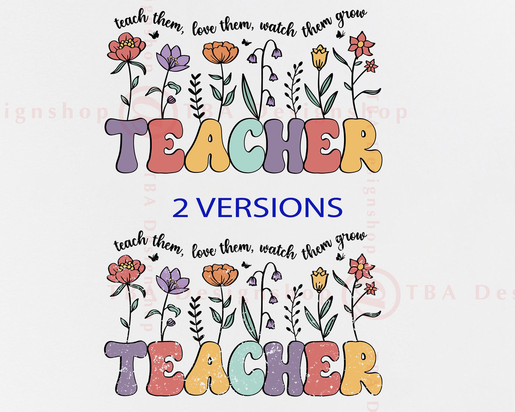 Retro Teacher Flowers PNG, Groovy Appreciation Gift (digital Download ...