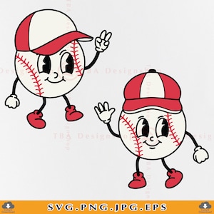 Baseball SVG, Vintage Baseball Cartoon SVG, Baseball Kids Shirt, Retro Groovy Baseball, Baseball Gifts,Sports,Cut Files For Cricut, Svg, PNG
