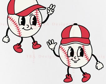 Baseball SVG, Vintage Baseball Cartoon SVG, Baseball Kids Shirt, Retro Groovy Baseball, Baseball Gifts,Sports,Cut Files For Cricut, Svg, PNG