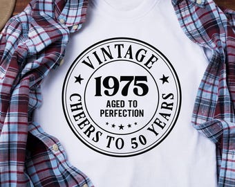 50th Birthday Shirt For Men - 'Vintage 1975 Aged To Perfection' Custom T-Shirt Gift - View #6