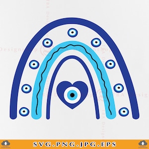 Evil eye rainbow Svg, Rainbow SVG, Evil eye SVG, Blue evil eye SVG, Evil eye shirt Svg, Eye vector, Evil eye print,Files for Cricut, Svg,Png