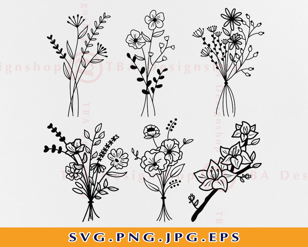 Flower Bouquet SVG, Flowers SVG Bundle, Wildflower SVG, Floral Svg