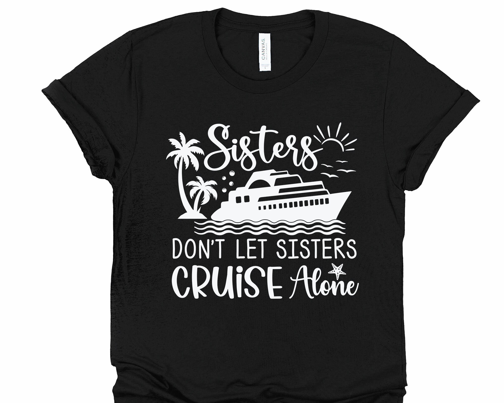 White Trucker Hat with Nautical Print sisters dont let sisters cruise alone Sister Dont Let Sisters Cruise Alone - Etsy main image 3
