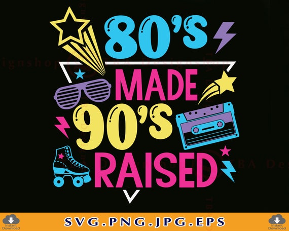 MAYOSPRUCE 90s 80s メッセージt パロディ　ビンテージ 80s 90s SVG, 80's Made 90's Raised SVG, 1980s, Cassette Tape