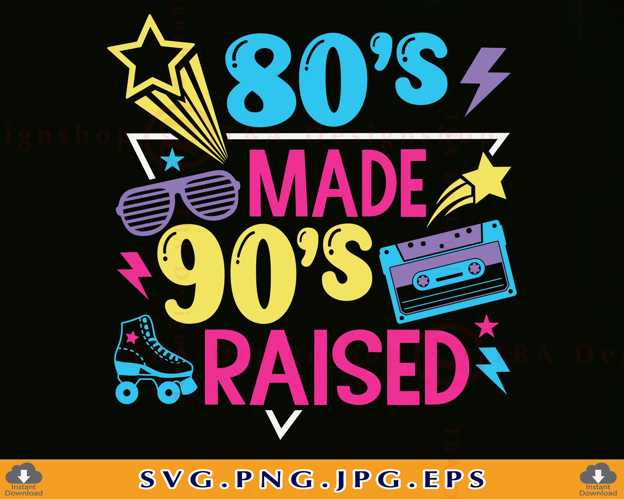 80s 90s SVG, 80's Made 90's Raised SVG, 1980s, Cassette Tape