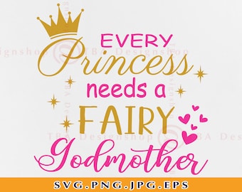 File Cricut per fata madrina in formato SVG, regalo per neonata principessa, file per battesimo (SVG, PNG)