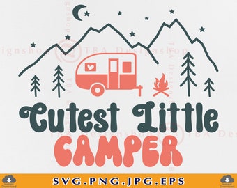 Schattigste kleine camper SVG, kinderkampeershirt, kampspreuken (SVG, png)
