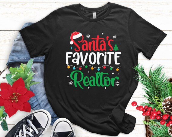 Funny Santa's Favorite Realtor Christmas Santa Hat Light T-Shirt Funny Santa's Favorite Realtor Christmas Santa Hat Light T-Shirt