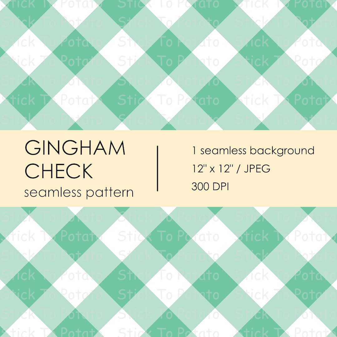 SEAMLESS DIGITAL PAPER: Mint Green Gingham Check Seamless Pattern ...