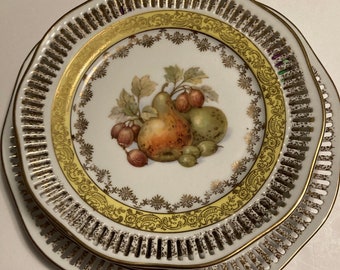 Winterling Fine Bavarian China Reticulated Six Piece Cake Set Platter and Five Dessert Plates German Made