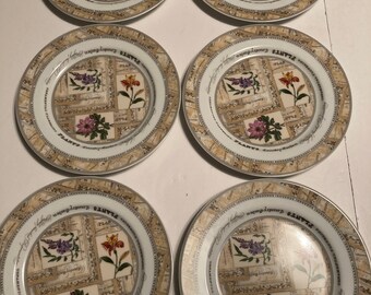 1996 Lot of 6 Essentials Range Country Garden Royal Worcester Fine Porcelain Plates Highly Finished Representations Ornamental Flowering