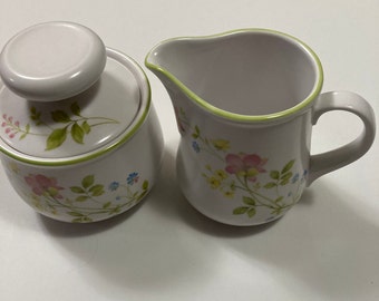 Vintage Noritake Clear Day 9080 Creamer and Lidded Sugar Bowl Progression China from Japan 1977-1984 Discontinued