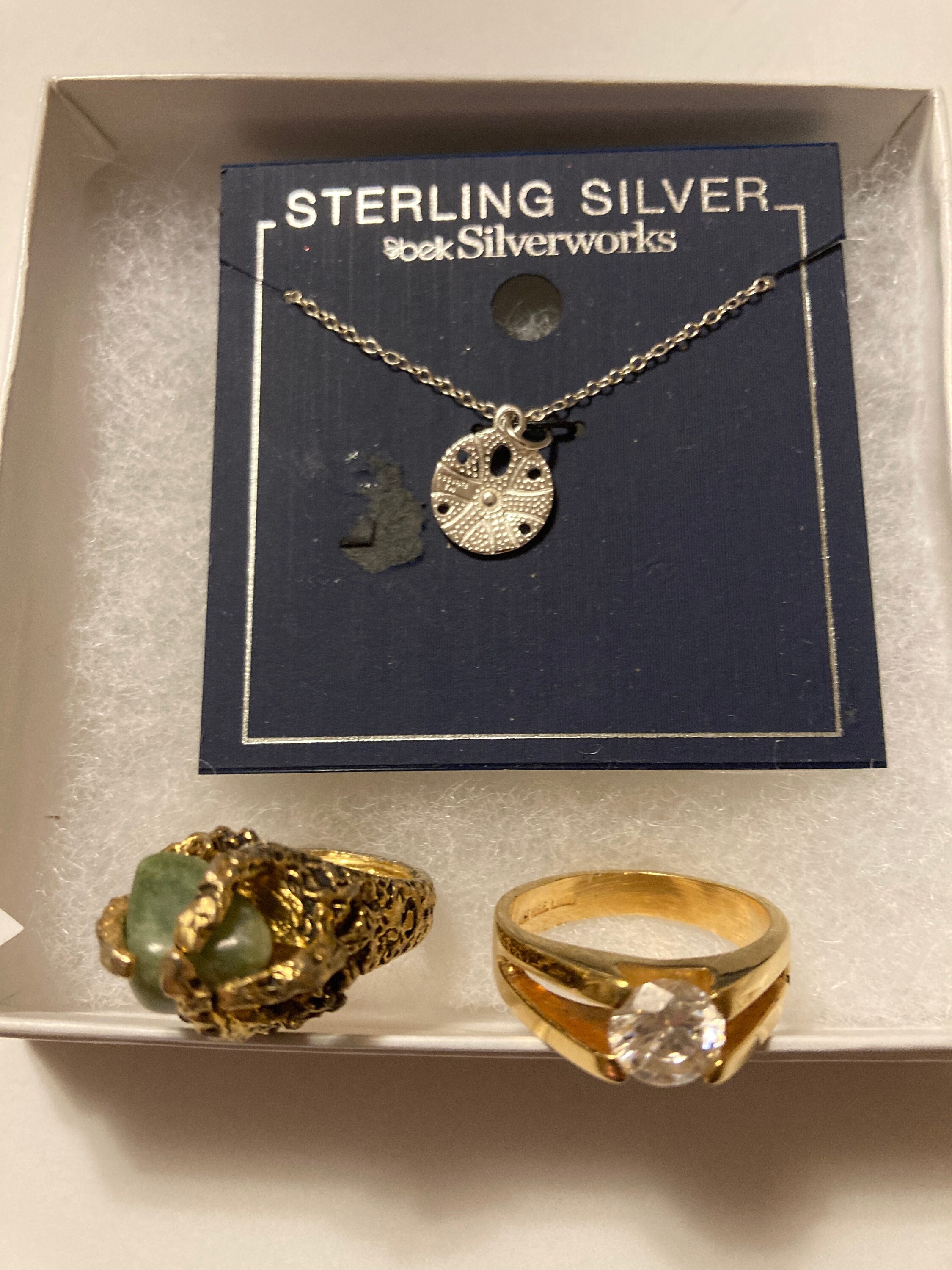 Sterling Silver Belk Silverworks New Sand Dollar Necklace and Two Vintage Party Rings One 14K HGE Lind Etsy