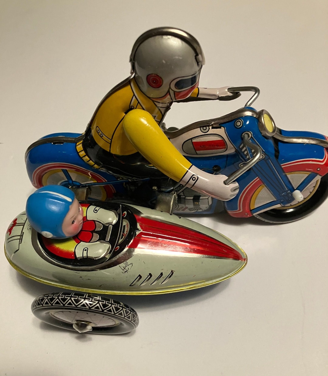 Motorcycle With Sidecar Clockwork MS709 Wind up Tin Toy With Etsy