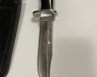 1986 Buck 119 USA Hunting Knife with Working Black Leather Sheath - Condition of Knife and Sheath Better Than Most - One Owner