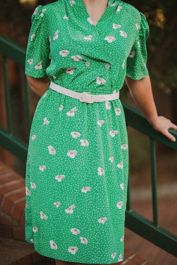 Vintage 1940's HF Petites Light Green Floral Tea D