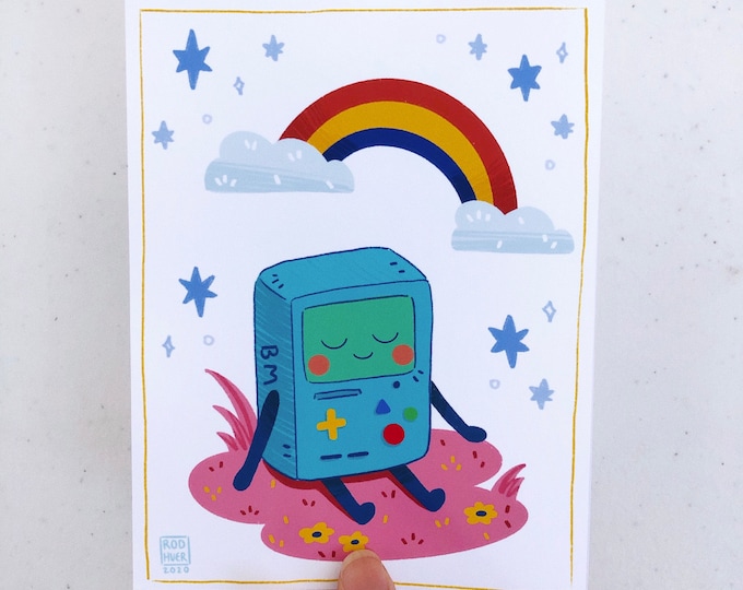 BMO Art Print - Cute Adventure Time Print - Glossy - Postcard - Etsy
