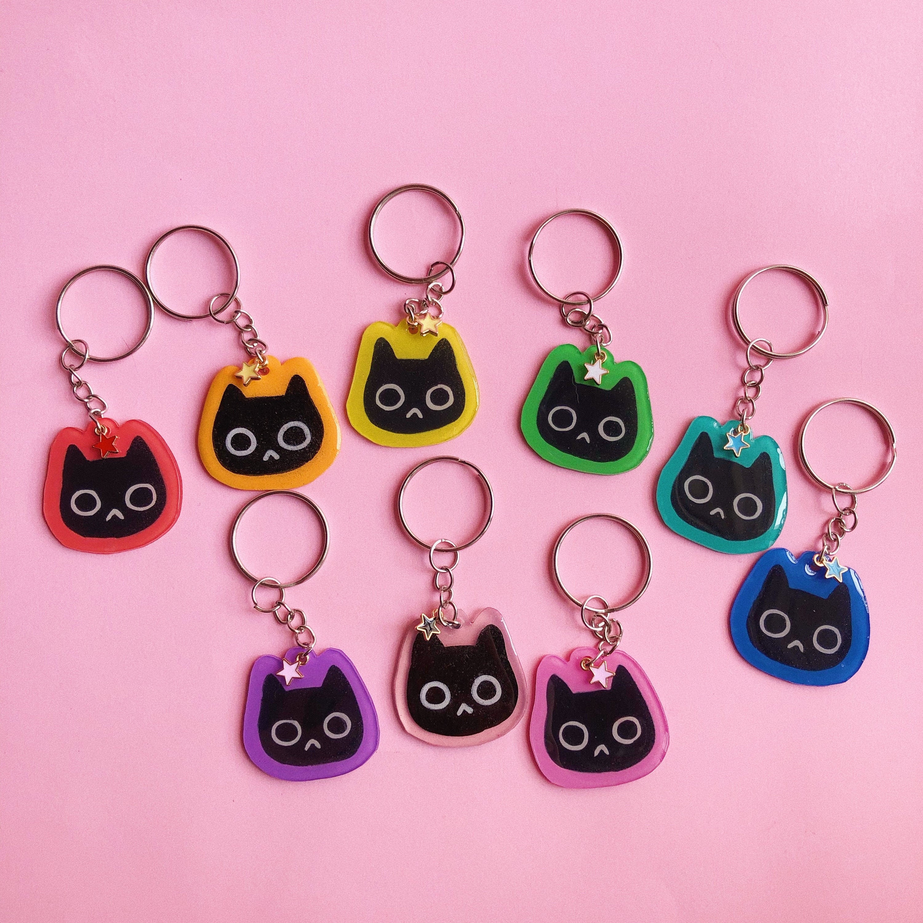 Black Cat Keychain Different Colors Handmade Keychain Etsy UK