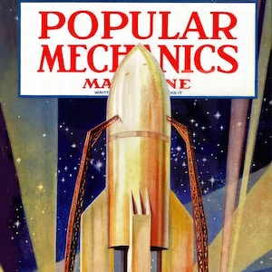 Art Deco Rocket – 1930 Popular Mechanics – from Fritz Lang&#39;s 1929 Movie, Frau im Mond (Woman in the Moon) – Vintage Science Fiction Art