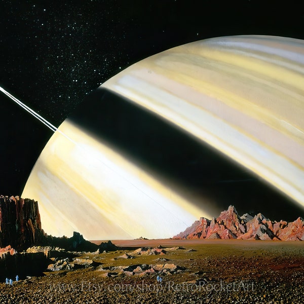 Saturn as Seen from Mimas – Chesley Bonestell – for Life Magazine – Vintage Science Fiction Art