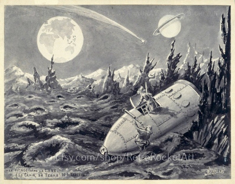 A Trip to the Moon Storyboard – Georges Méliès – 8.5x11 print – Vintage Movie Art – Vintage Science Fiction Art