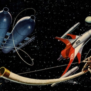Refueling in Space – Ed Valigursky – Vintage Science Fiction Art