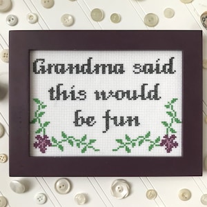 Grandma Cross Stitch Pattern, Funny Subversive Cross Stitch Chart, Digital Download PDF