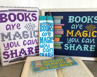 Libri sono magici Collezione completa Schemi punto croce, Punto croce letterario, Punto croce segnalibro, Download PDF digitale