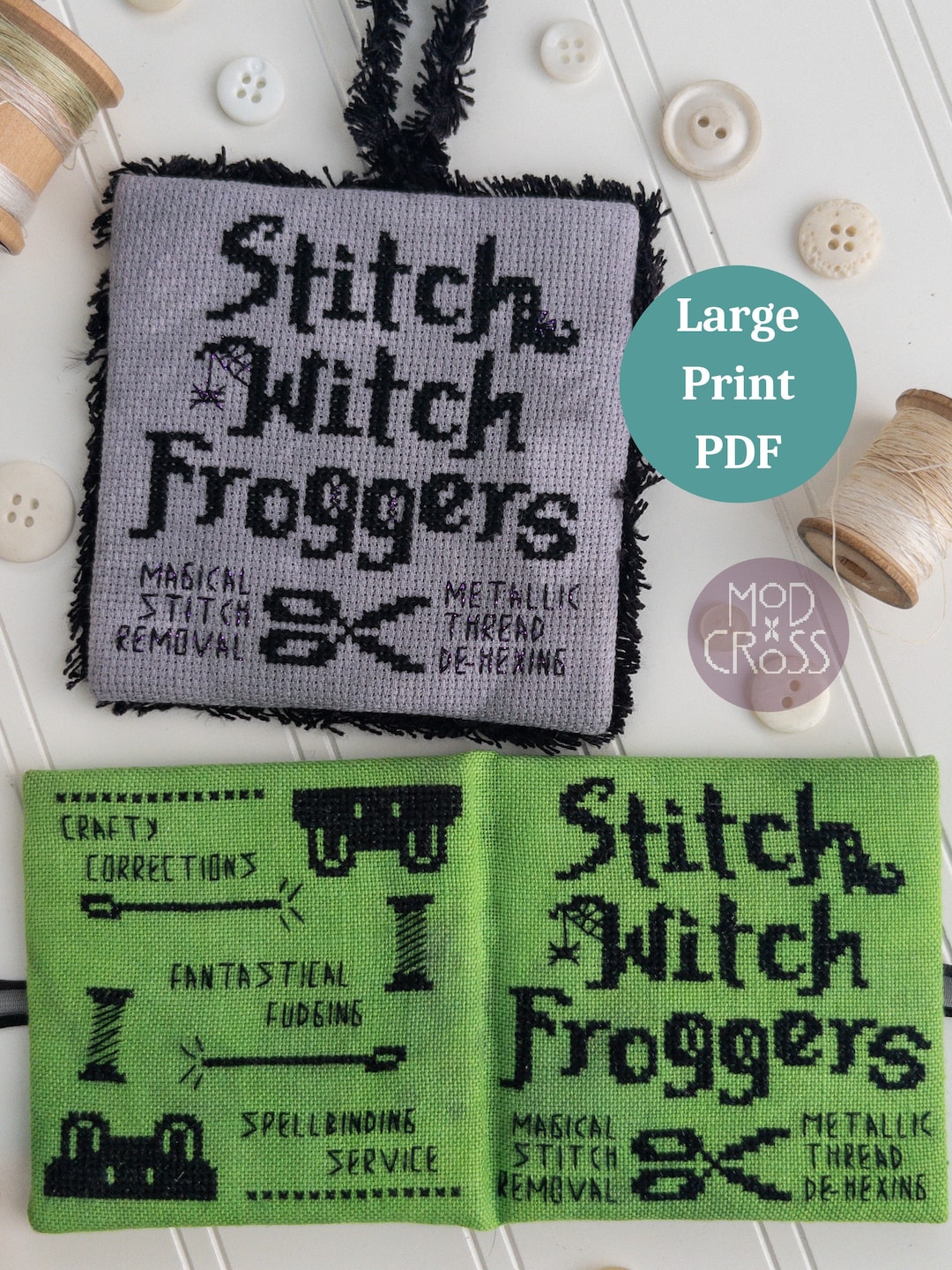 Stitch Witch Ornament and Needle Book LARGE PRINT Cross Stitch Pattern ...