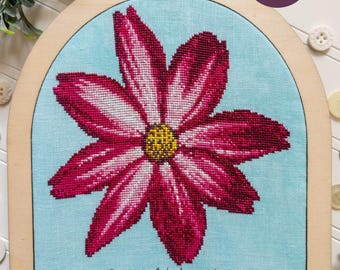 Schema punto croce Cosmo Bloom, Garden Flower, punto croce contato, PDF digitale da scaricare
