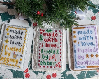 Made With Love Etichetta regalo di Natale Schemi punto croce, download PDF, punto croce vacanze