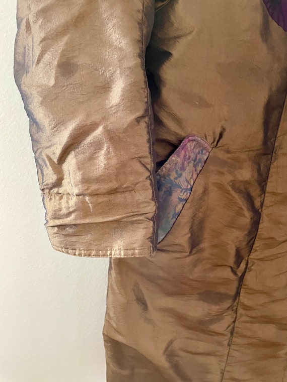 Vintage Floral Patchwork Down Puffer Coat: Irides… - image 7