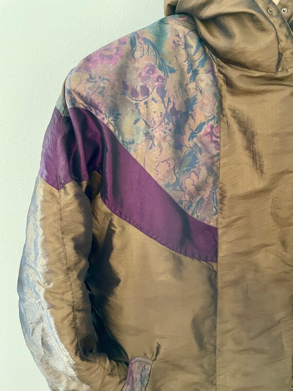 Vintage Floral Patchwork Down Puffer Coat: Irides… - image 3