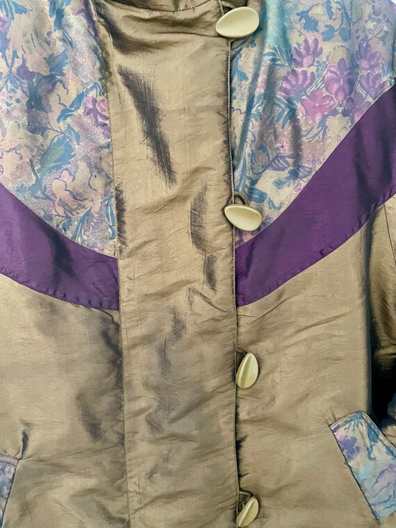 Vintage Floral Patchwork Down Puffer Coat: Irides… - image 4