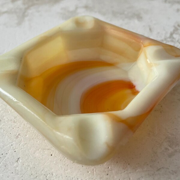 Vintage Akro Agate Uranium Slag Small Ashtray 3" Vintage Marble Glows / Retro Coffee Table