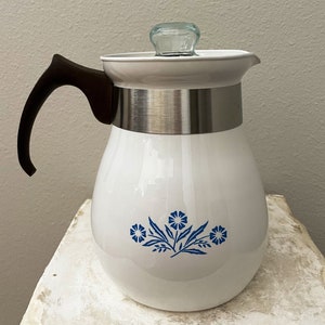 Vintage Corning Ware Blue Cornflower 6 Cup Percolator / Retro Stovetop Coffee  Maker / Complete Set / P-166 NY, USA 