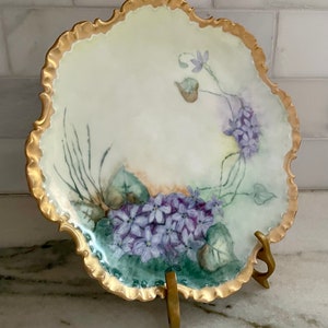 Antique Rosenthal Bavaria Porcelain Plate: Hand-Painted Floral Decor, Gold Rim (10&quot;)