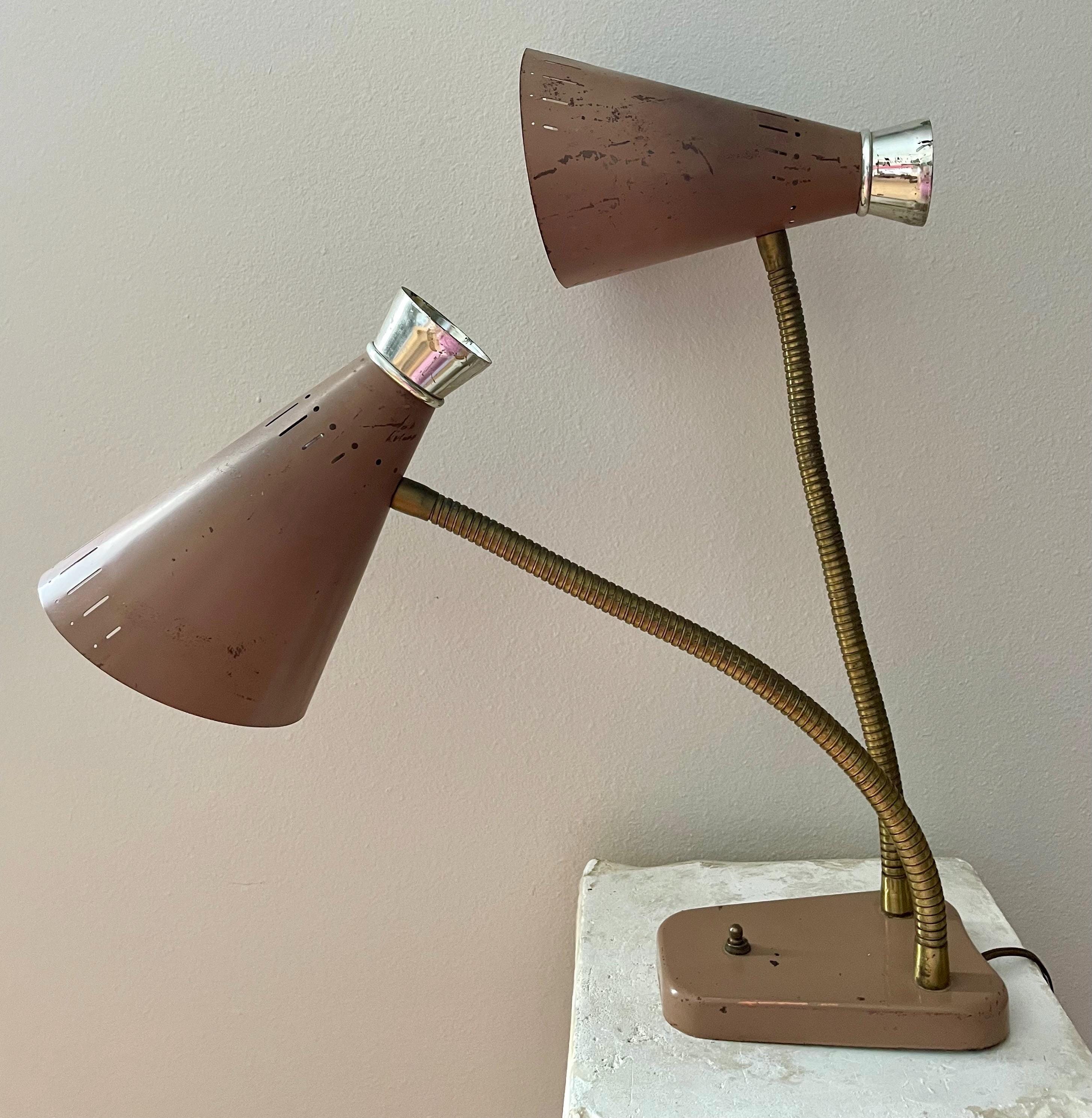 Mid-century Modern Double Gooseneck Desk Lamp: Flexible MCM