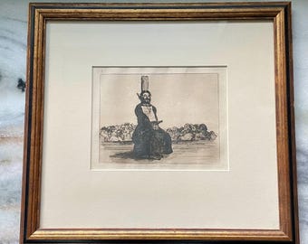 Francisco Goya Original Etching Plate 34 From The Disasters Of War / Por Una Navaja / For Carrying A Knife / Fourth Edition / 1906 / Framed