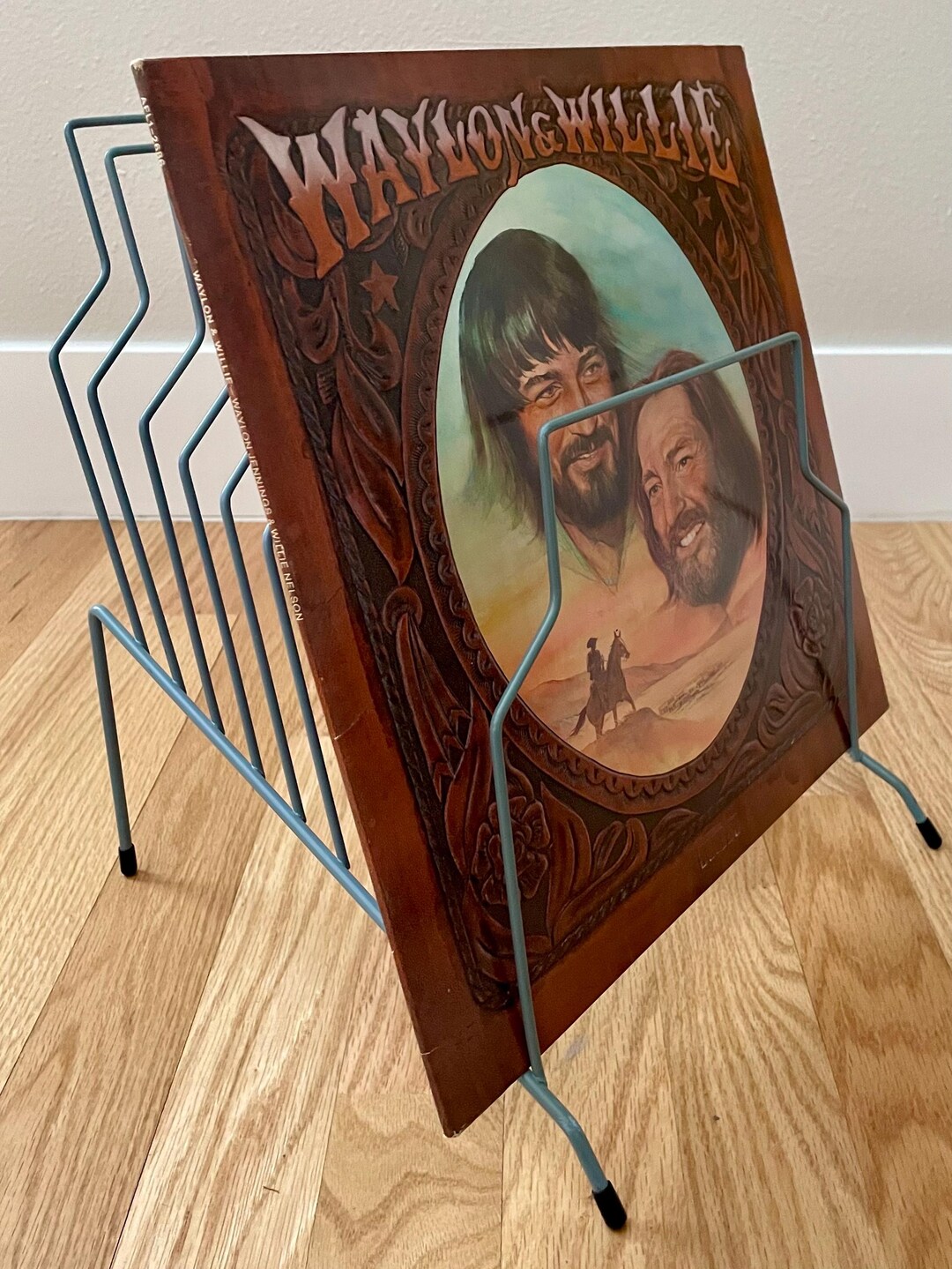 Vintage Large Record Rack / Mid Century Modern Powder Blue Metal Record ...